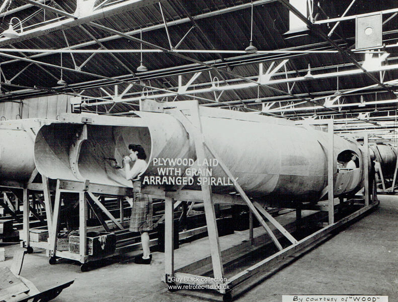 Production line of Mosquito fuselages.